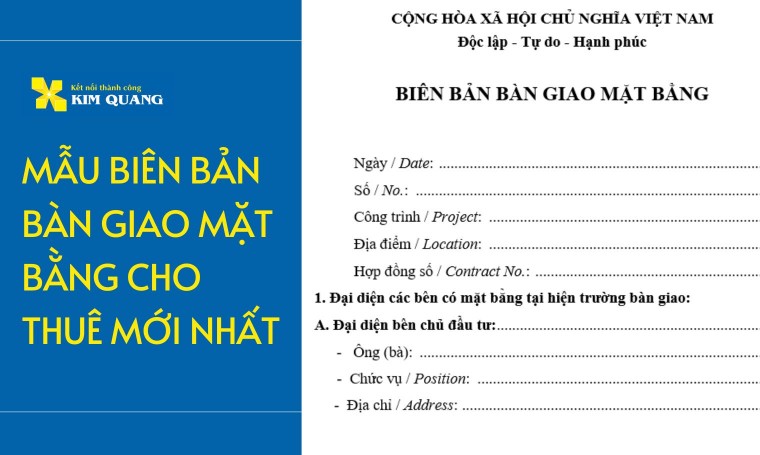 Mẫu biên bản bàn giao mặt bằng cho thuê mới nhất